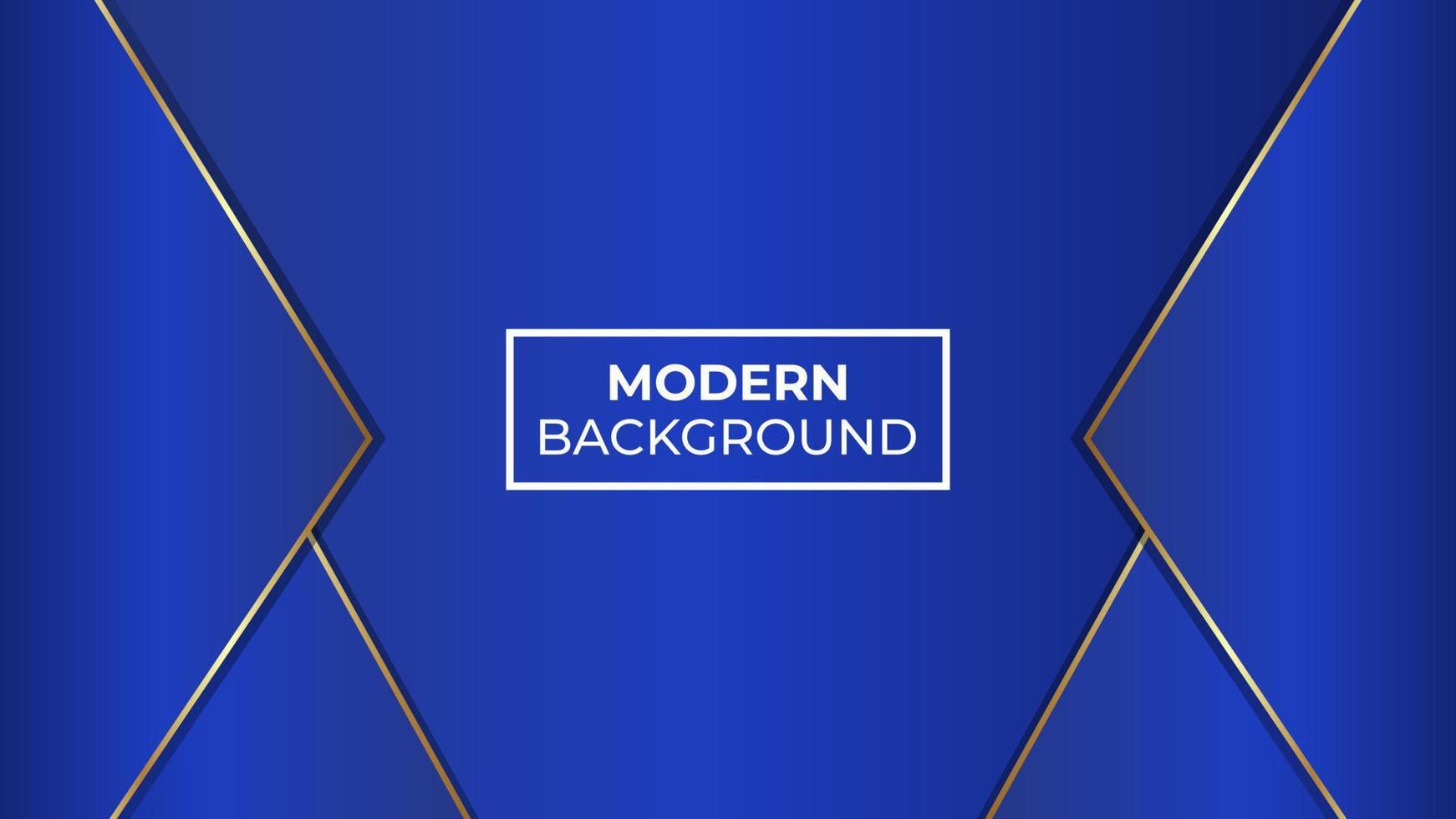 Modern background in dark blue and light blue with a gold border with a stack of two triangles, easy to edit vector
