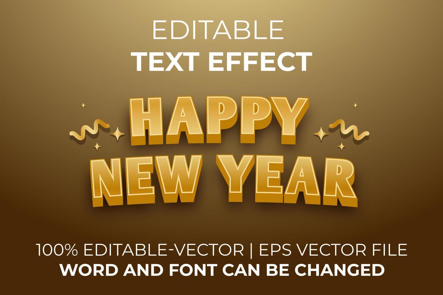 efecto de texto feliz año nuevo, fácil de editar vector