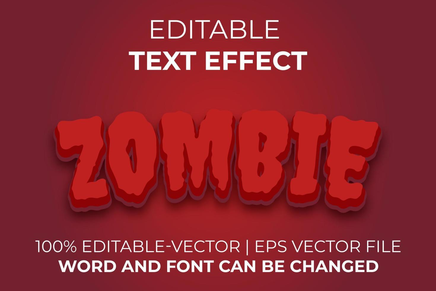 Zombie text effect, easy to edit vector
