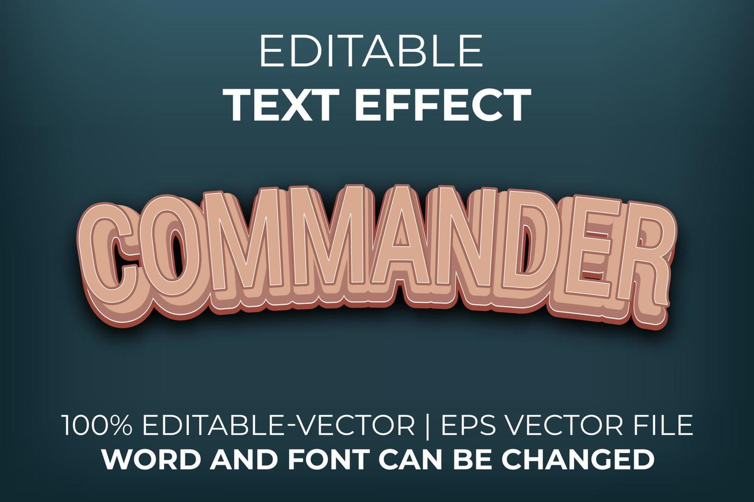 efecto de texto de comandante, fácil de editar vector
