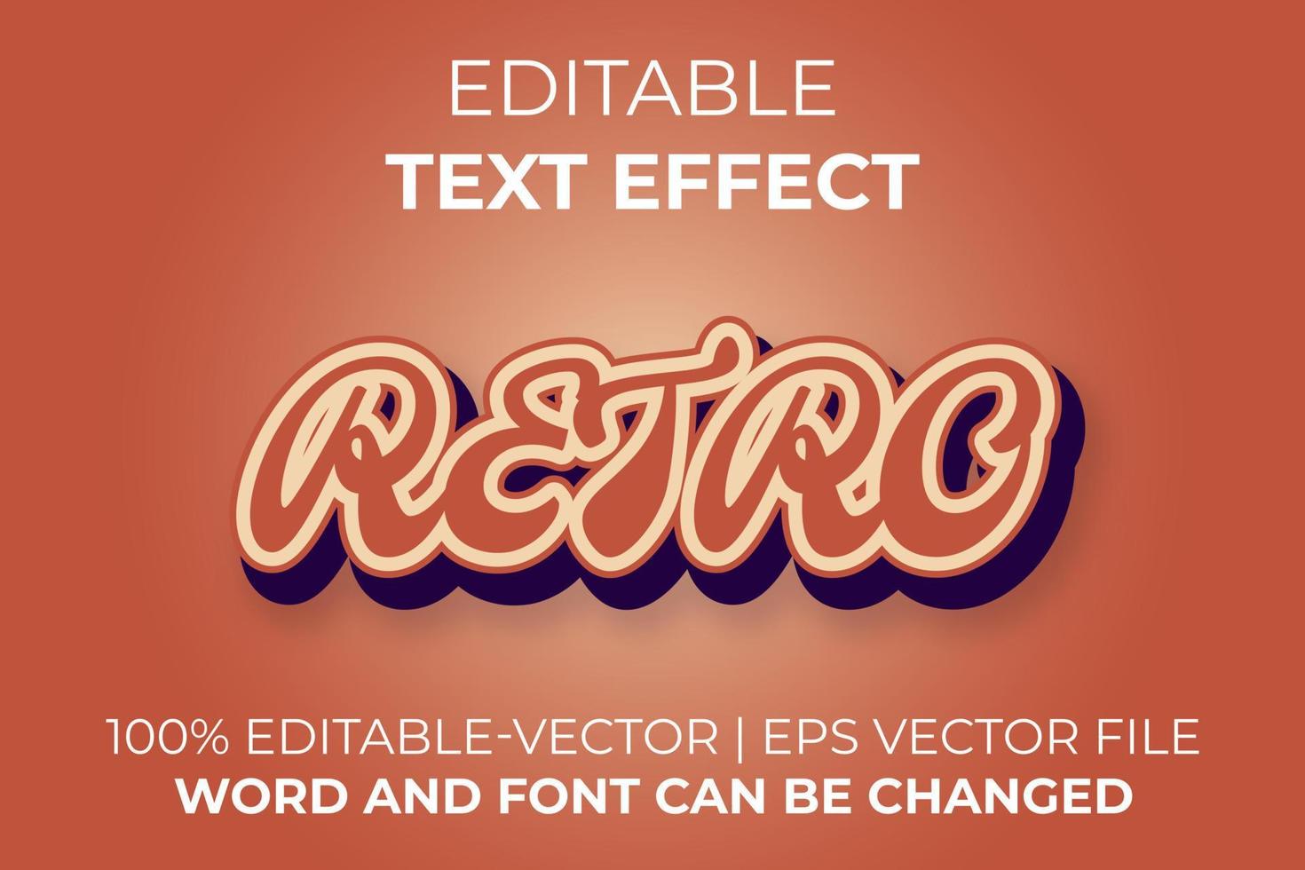 efecto de texto retro, fácil de editar vector