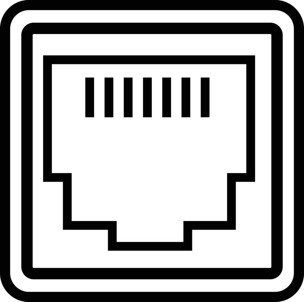 icono de puerto de red LAN sobre fondo blanco. estilo plano icono de conector de área local para el diseño de su sitio web, logotipo, aplicación, ui. símbolo de puerto de red. señal de puerto ethernet de red. vector