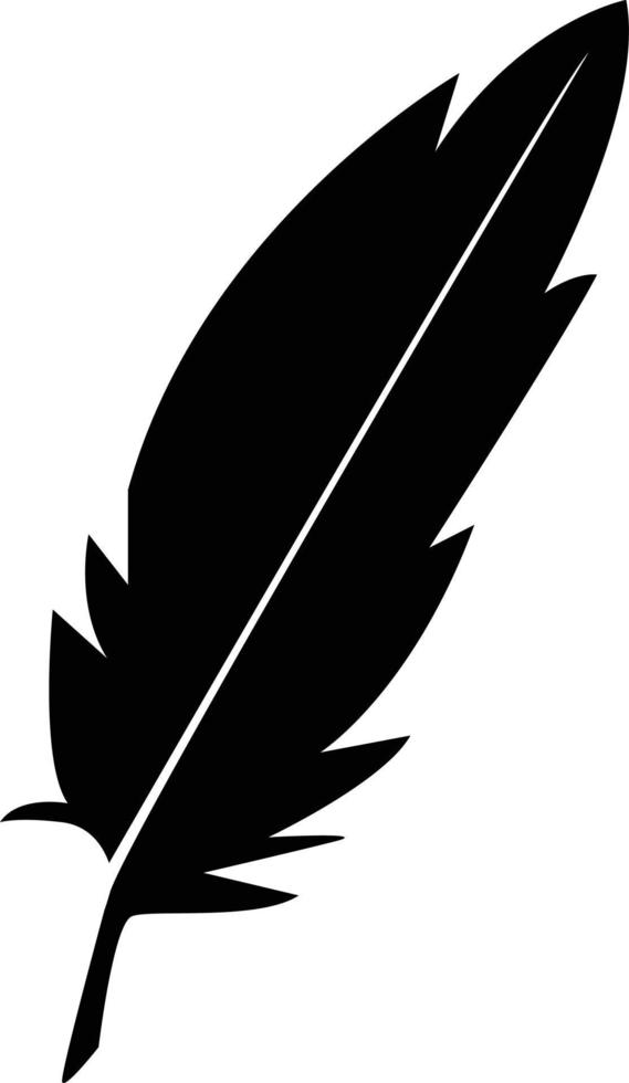 feather icon on white background. writing quill feather pen. nib sign. black feather symbol. vector