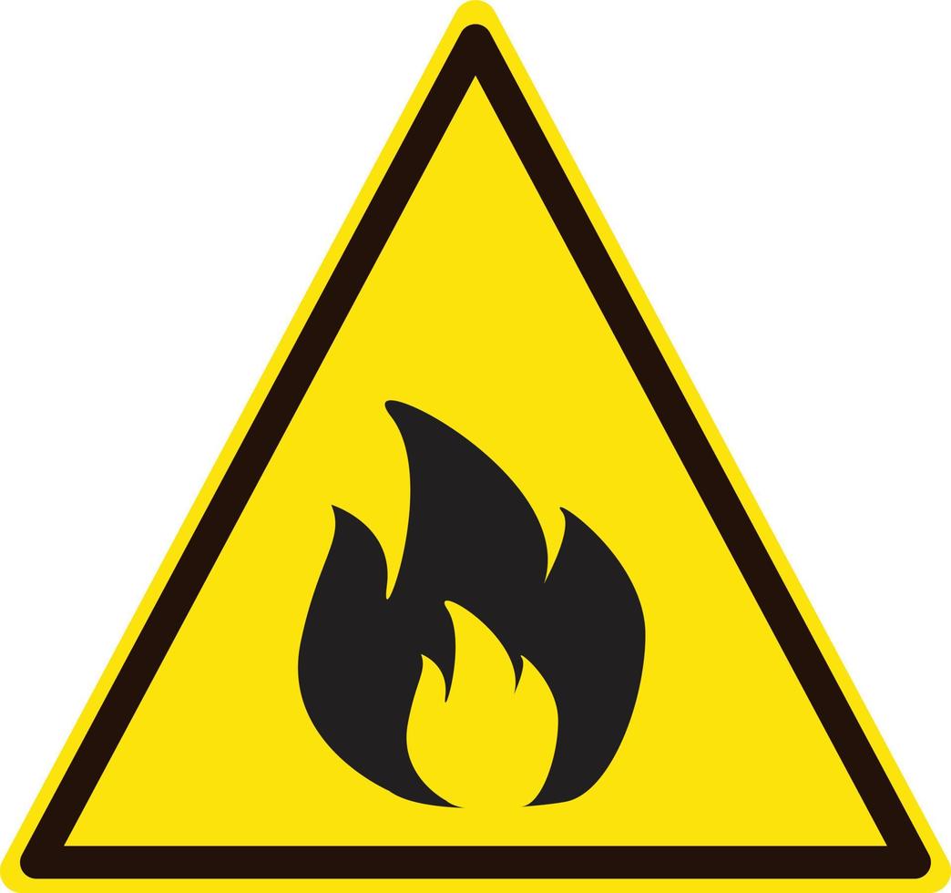 fire warning sign on white background. flammable sign. yellow flammable symbol. flat style. vector