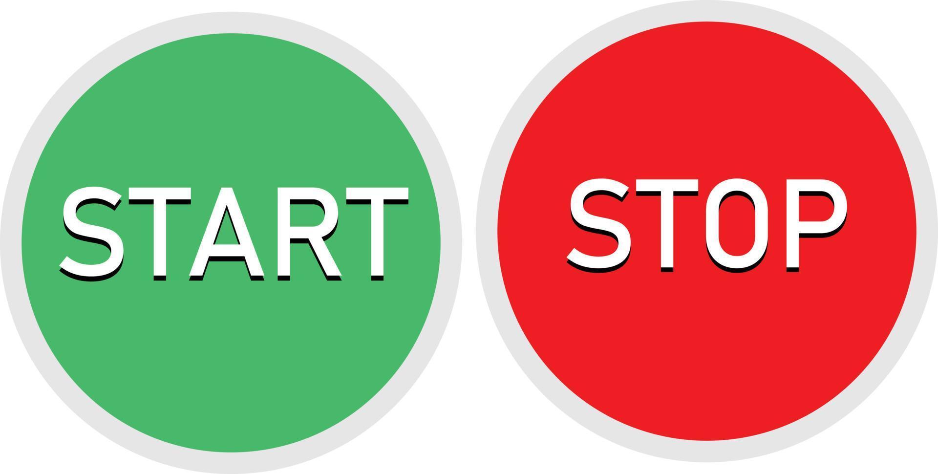 Red And Green Button On White Background Start And Stop Button Set