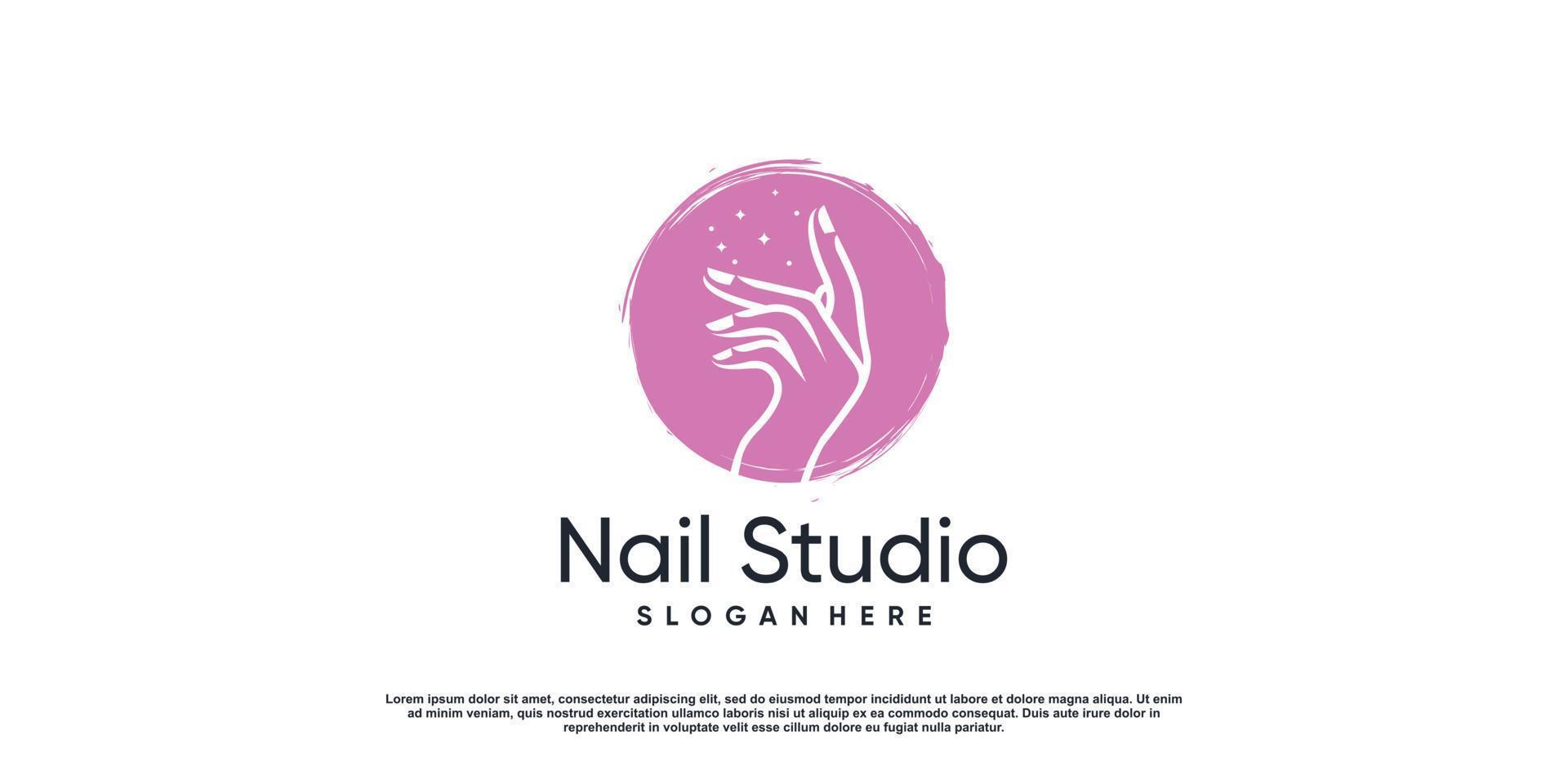 Nail beauty logo for business with creative concept Premium Vector