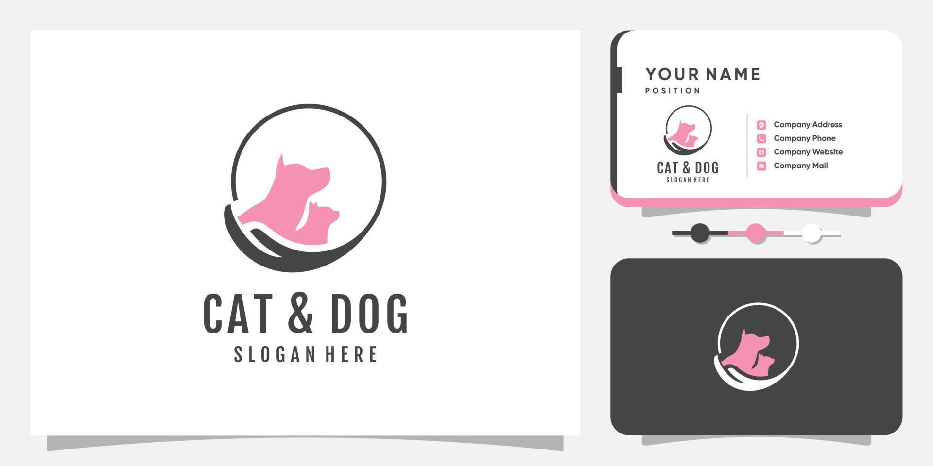 diseño de logotipo de icono de gato y perro con vector premium de estilo único creativo