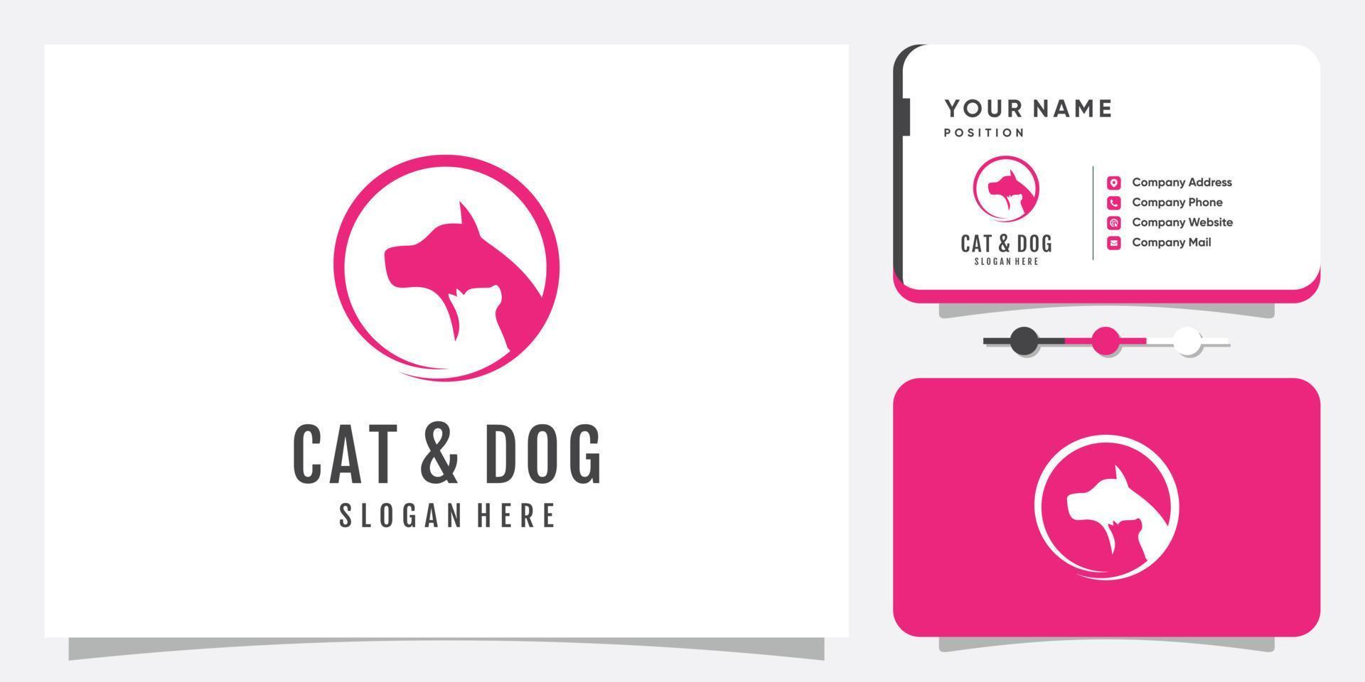 diseño de logotipo de icono de gato y perro con vector premium de estilo único creativo