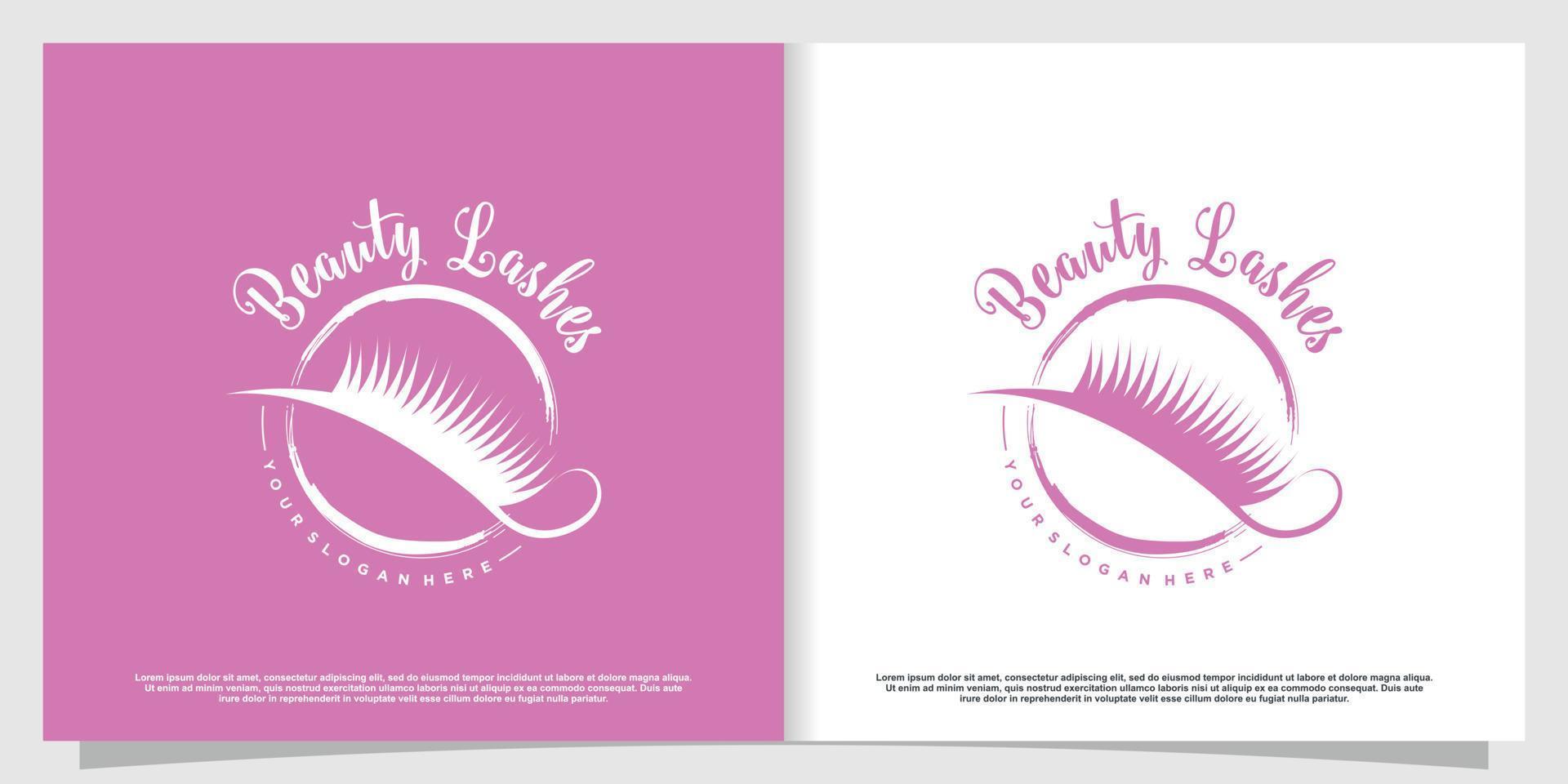 Lash logo design for beauty with creative element Premium Vector