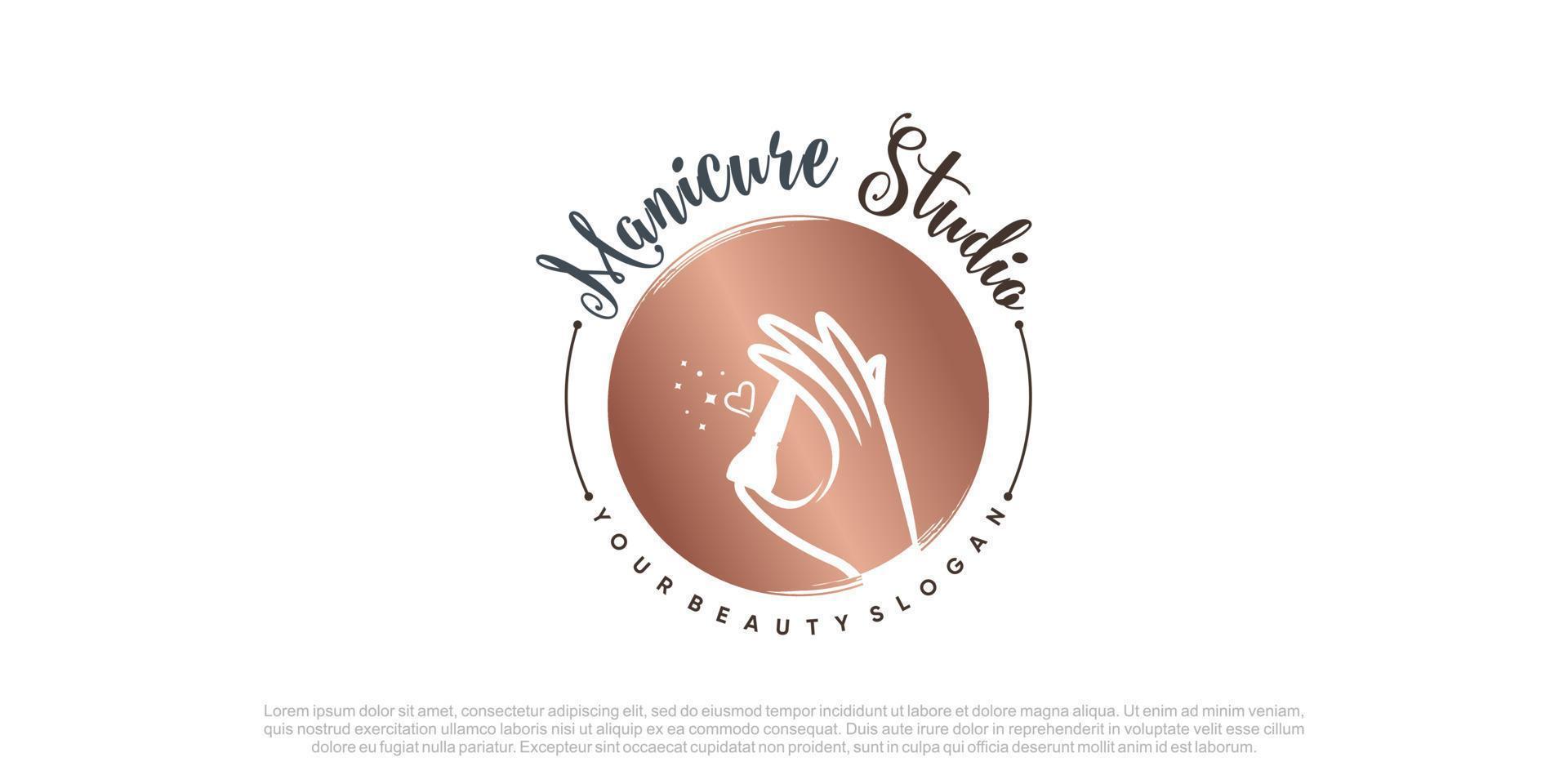 Nail logo design for beauty with creative concept Premium Vector