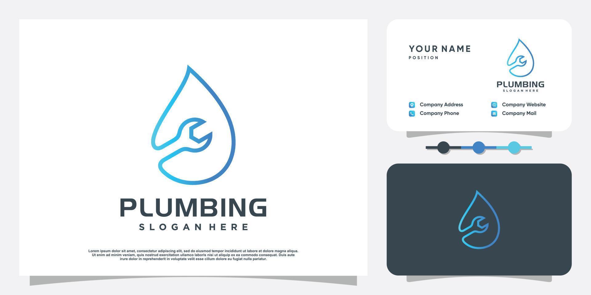 Plumbing logo with creative element concept Premium Vector