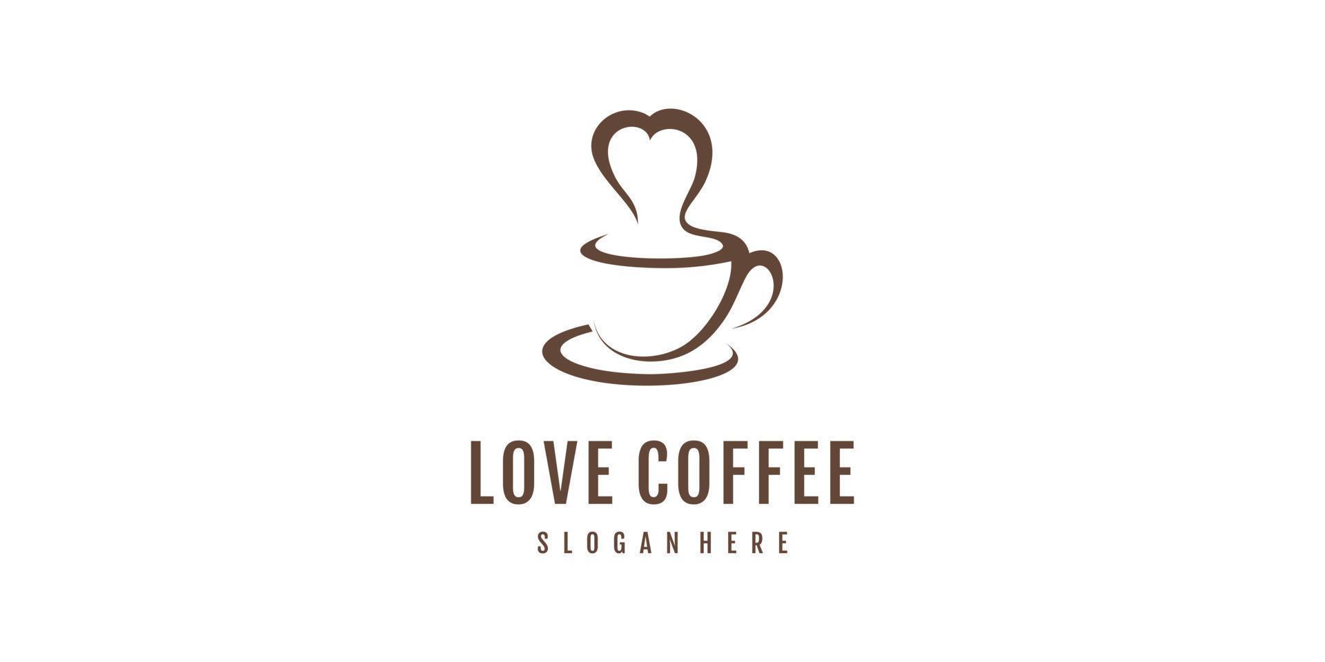 Coffee logo design with love concept Premium Vector