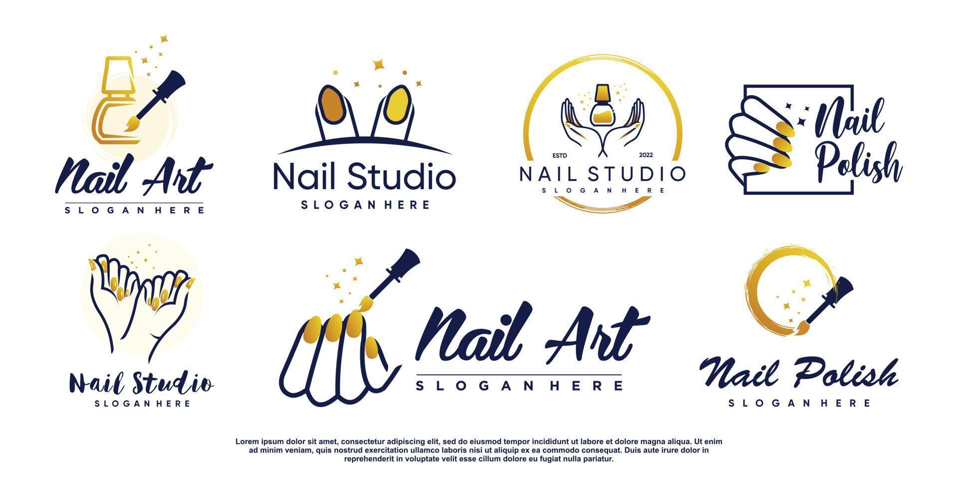 colección de logotipos de uñas con vector premium de concepto de elemento creativo