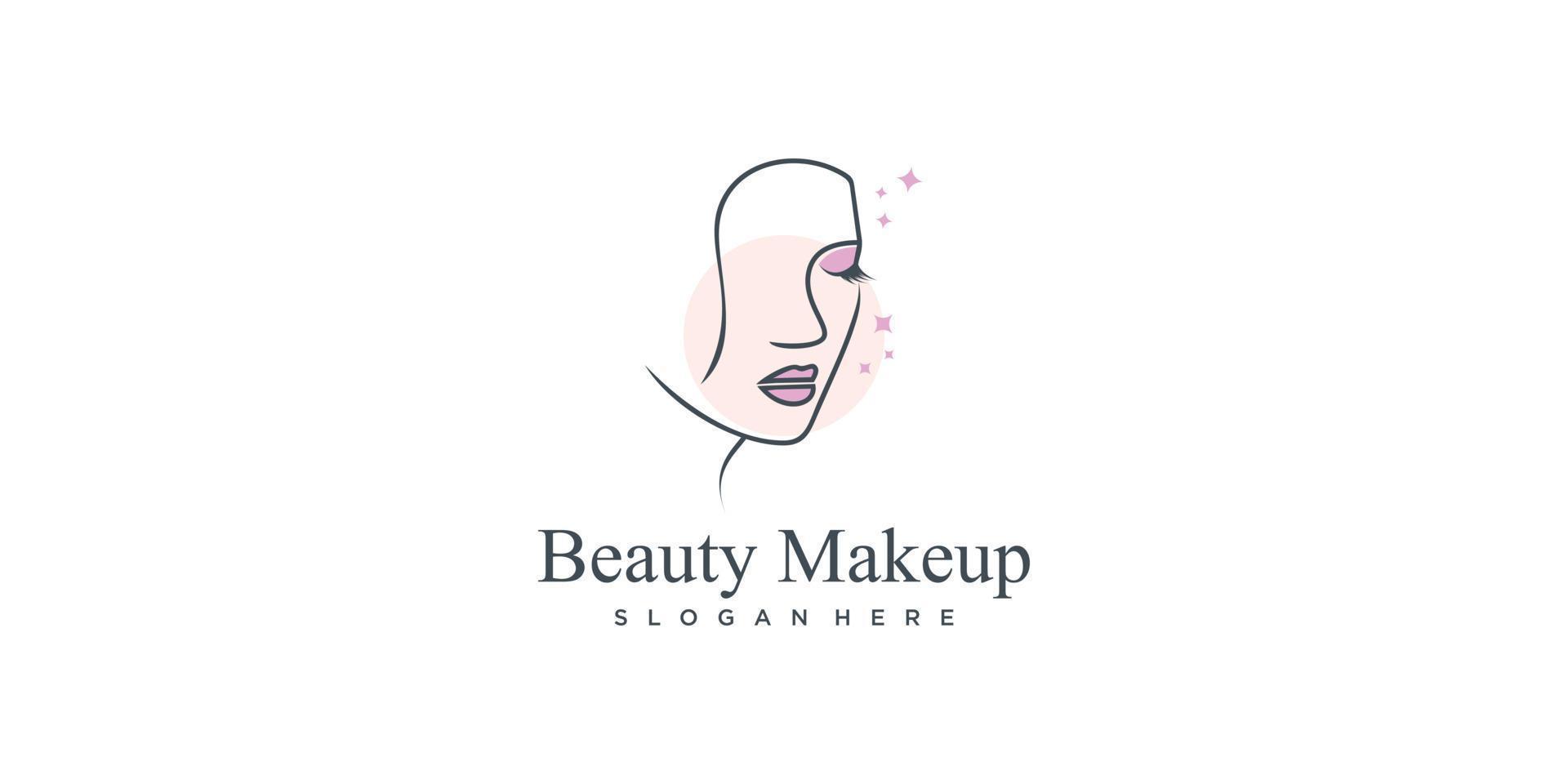 diseño de logotipo de belleza de maquillaje con vector premium de concepto de labios