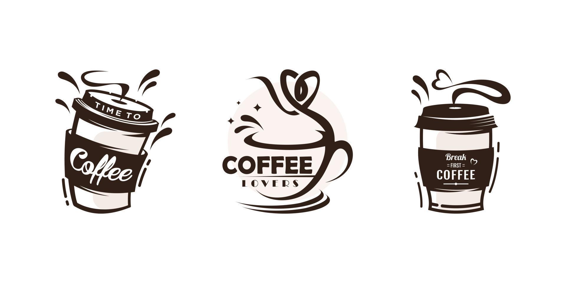 diseño de logotipo de vector de café con vector premium de concepto único