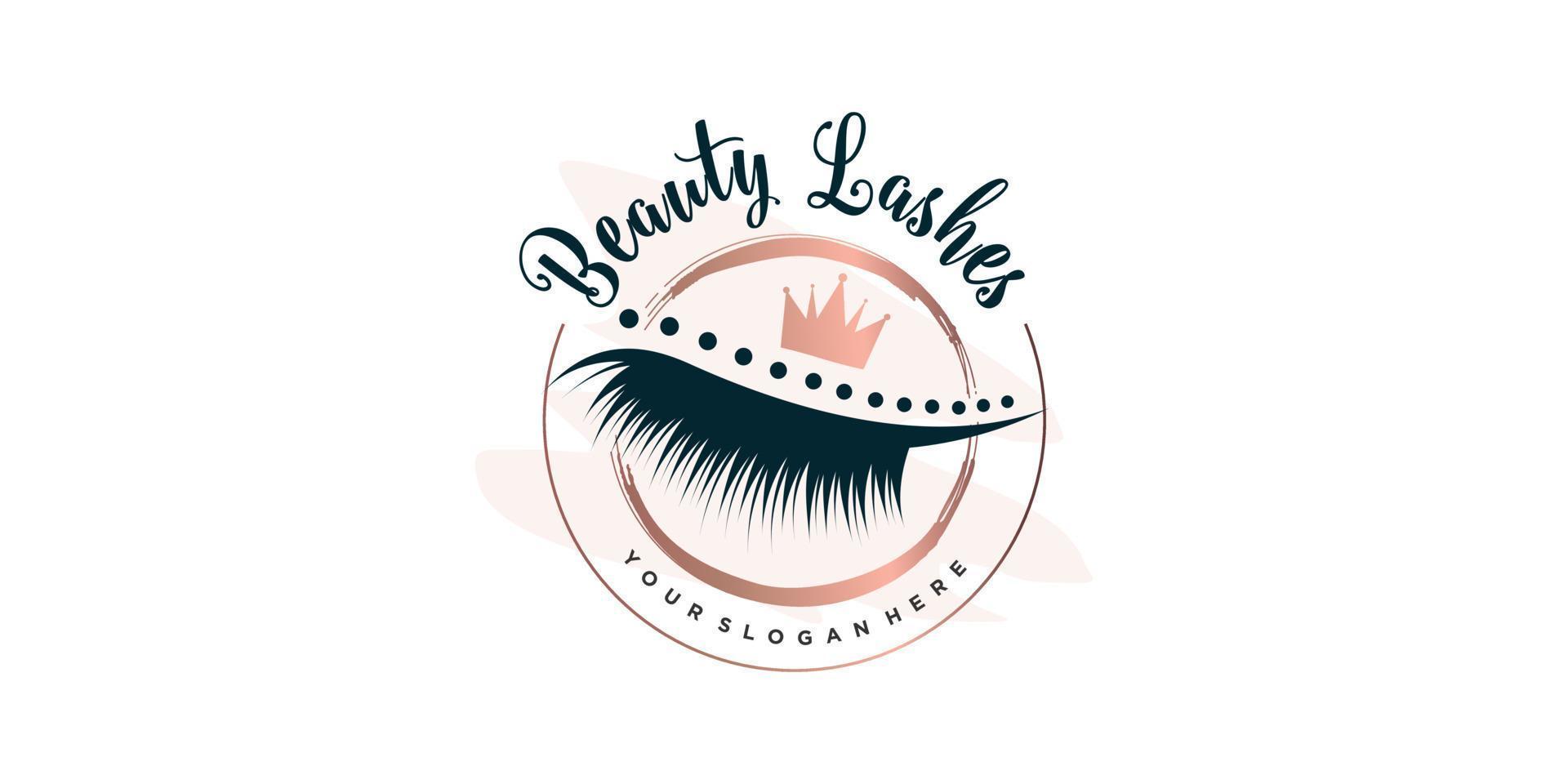 diseño de logotipo de icono de pestañas con vector premium de estilo de elemento de reina de belleza