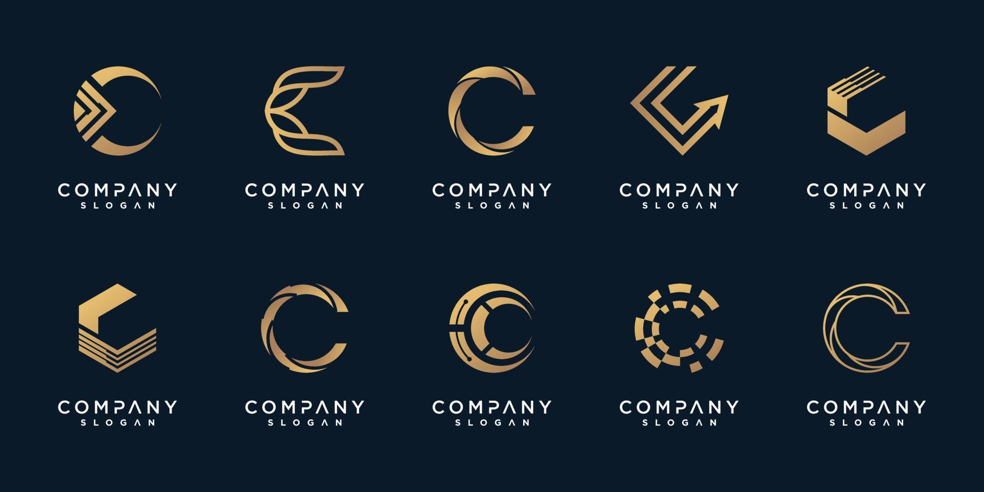diseño de logotipo de icono de vector de letra c con vector premium de estilo único creativo