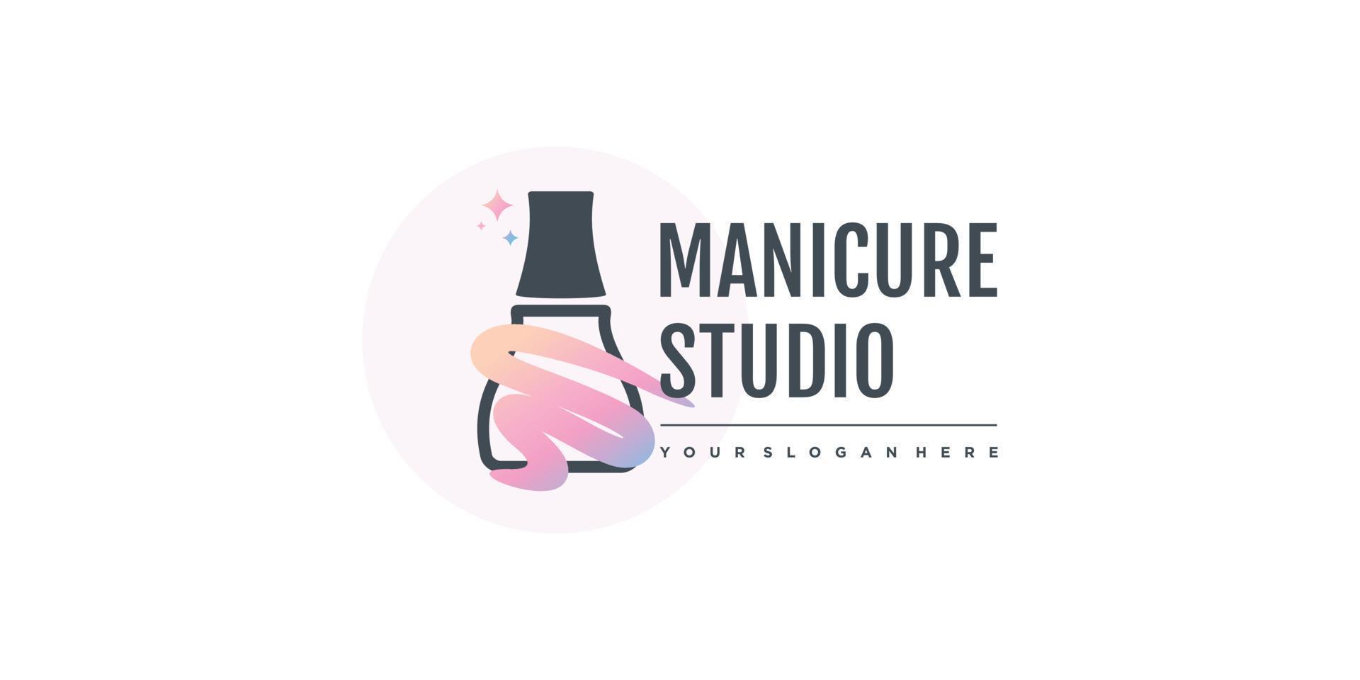 Nail beauty logo design with creative element style for fashion Premium Vector