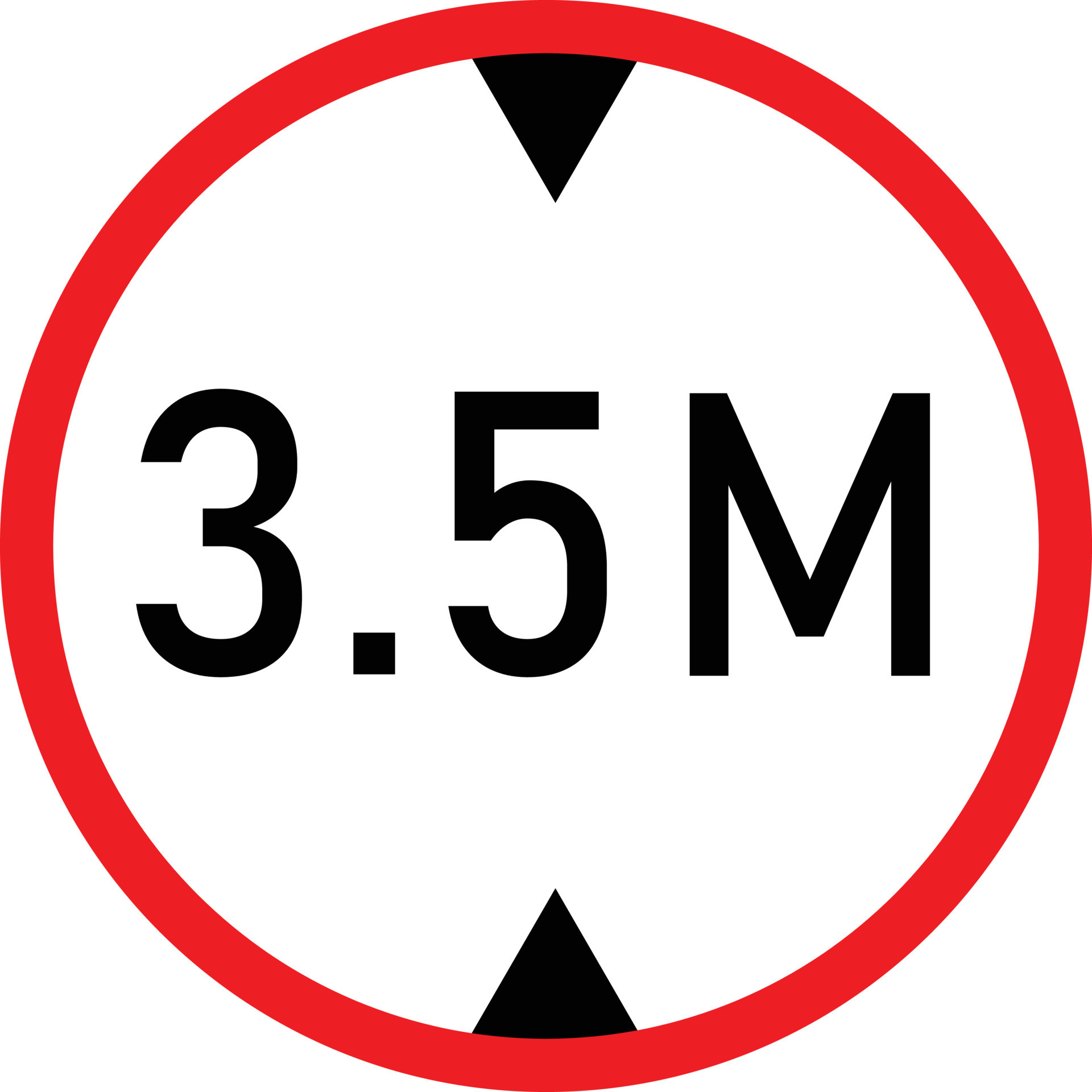 height limit traffic sign on white background. red circle sign found near  that pass under bridges. 3.5 meter height restriction road sign. flat  style. 9797060 Vector Art at Vecteezy