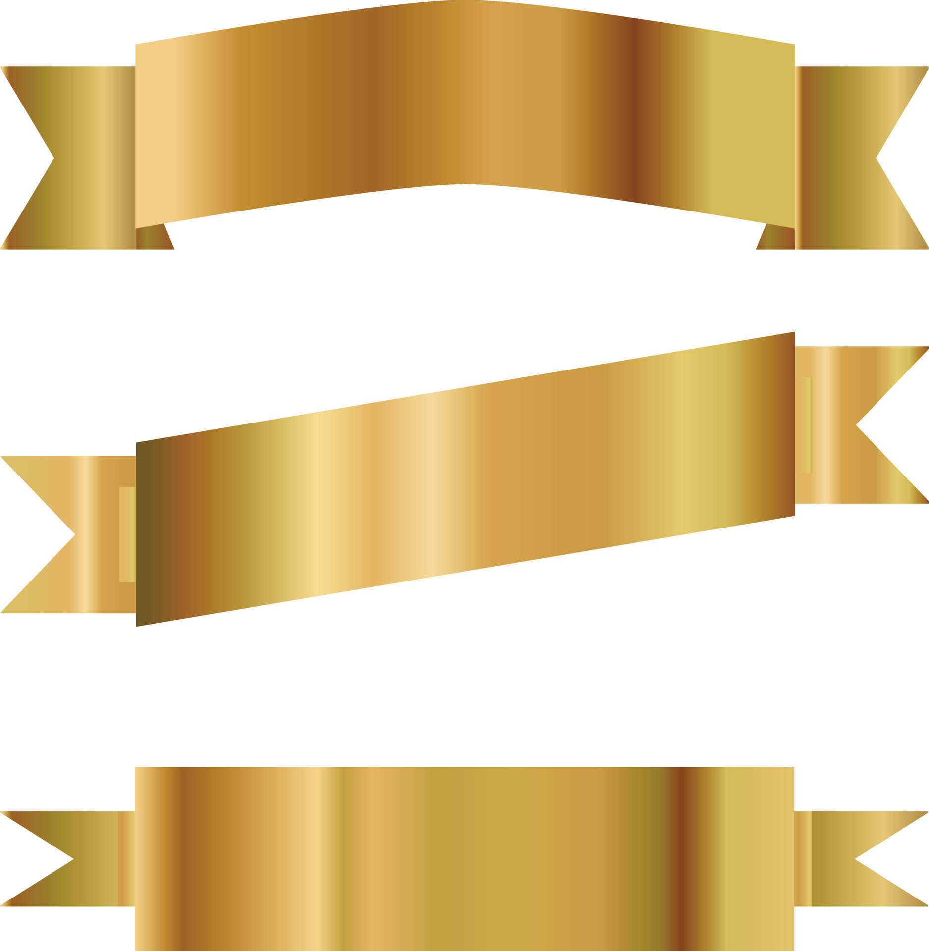 golden ribbon vector. set of golden ribbons on white background. flat