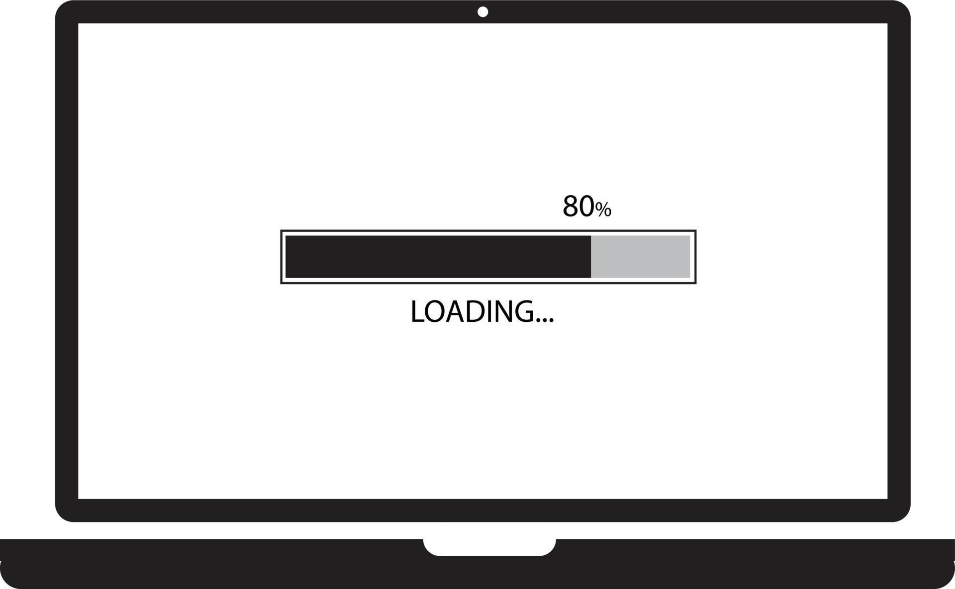loading process in laptop screen on white background. update computer ...