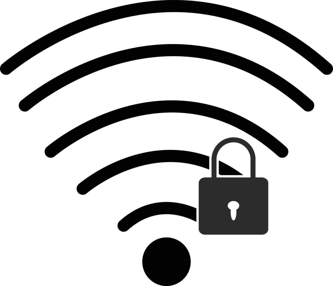 bloquear el icono de wifi en el fondo blanco. símbolo de contraseña wi-fi. señal de seguridad wifi. estilo plano vector