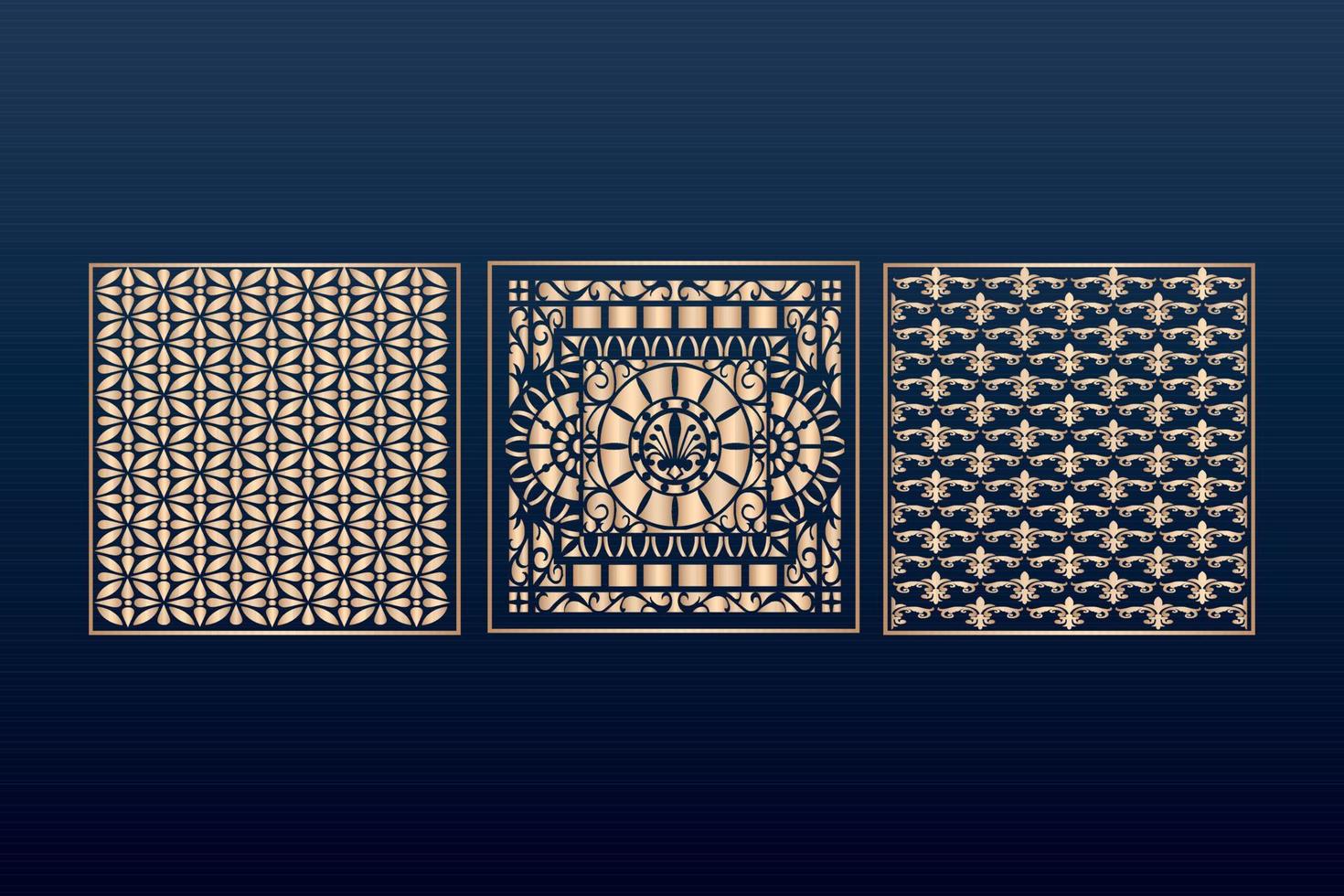 Laser cut ornamental panel templates set decorative lace borders patterns vector decorative elementsborder frame borders pattern islamic pattern files dxf Laser cut panel template cnc files