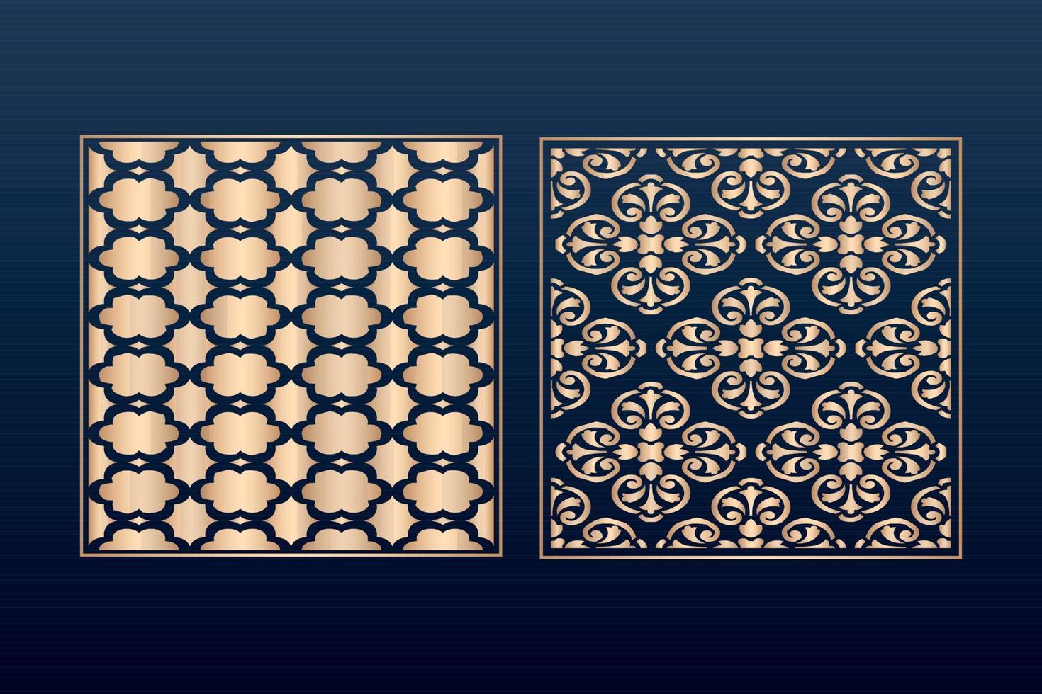 conjunto de plantillas de paneles ornamentales cortados por láser patrones de bordes de encaje decorativos elementos decorativos vectoriales patrón de bordes de marco de borde archivos de patrones islámicos archivos cnc de plantilla de panel de corte láser dxf vector