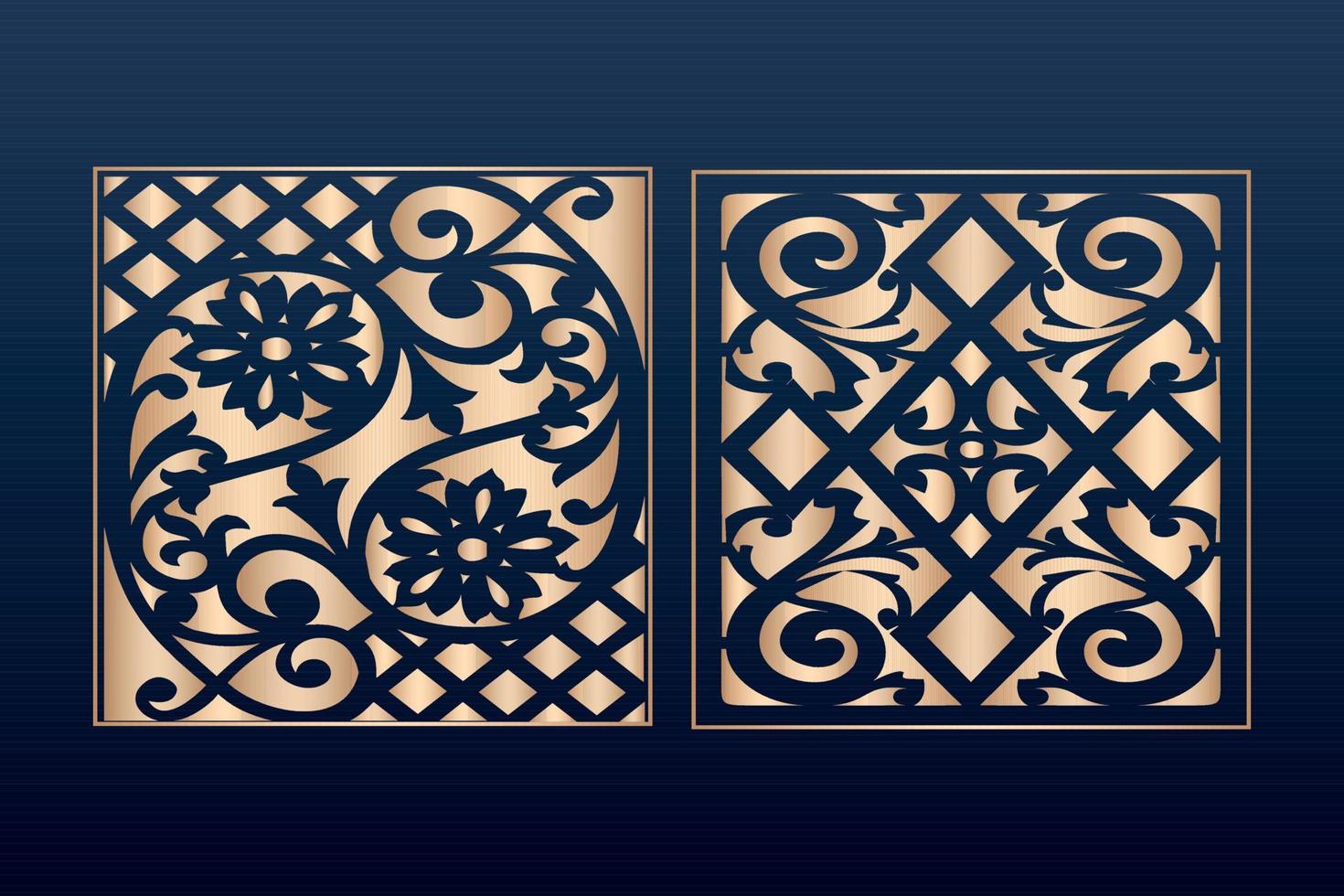 Laser cut ornamental panel templates set decorative lace borders patterns vector decorative elementsborder frame borders pattern islamic pattern files dxf Laser cut panel template cnc files