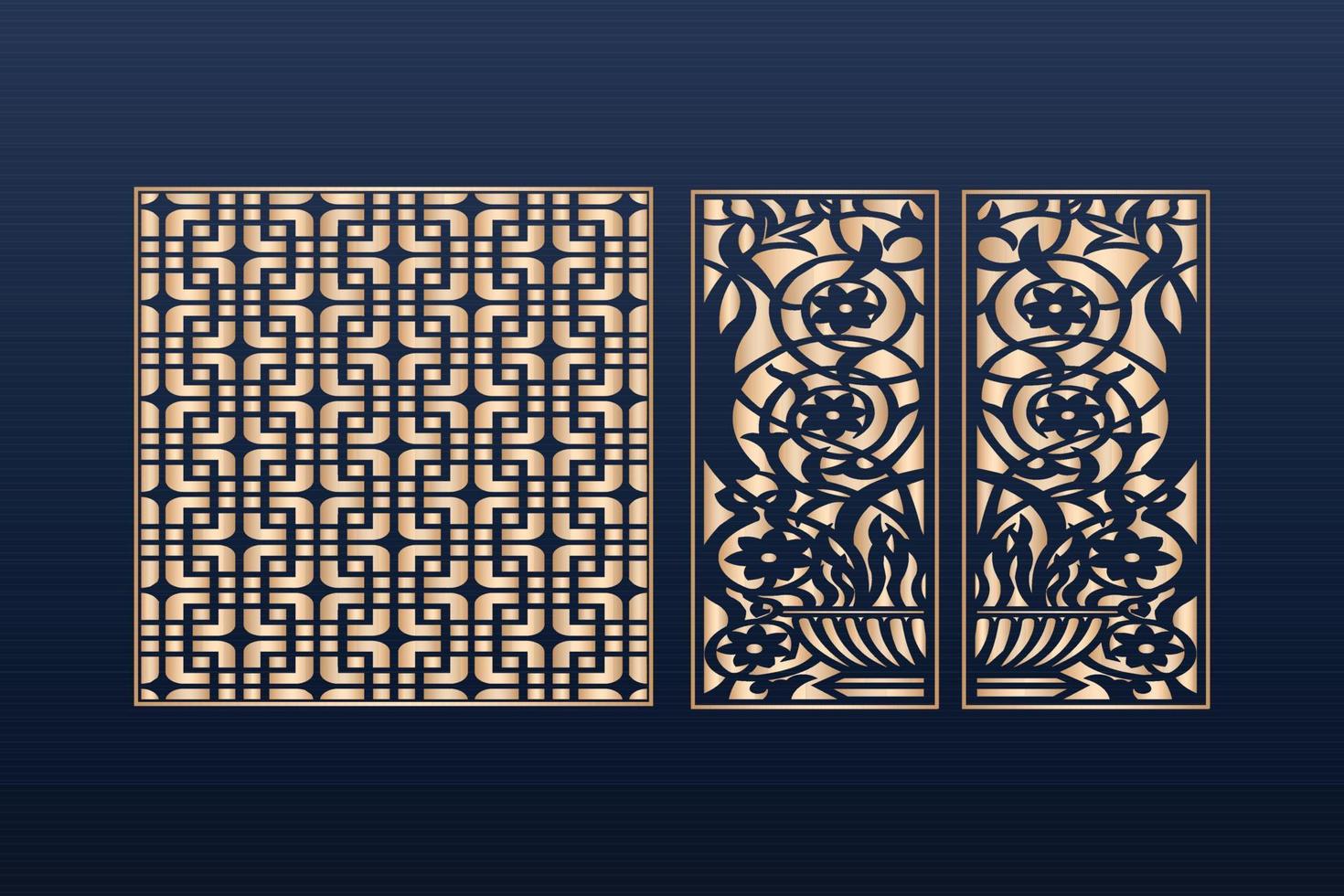 Laser cut ornamental panel templates set decorative lace borders patterns vector decorative elementsborder frame borders pattern islamic pattern files dxf Laser cut panel template cnc files