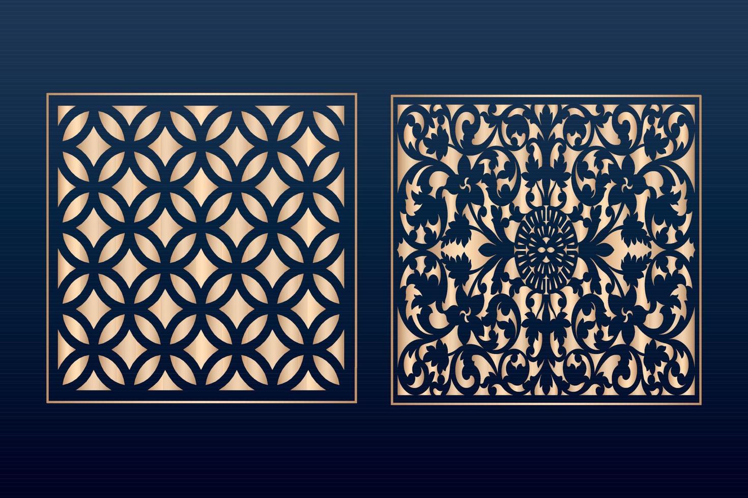 Laser cut ornamental panel templates set decorative lace borders patterns vector decorative elementsborder frame borders pattern islamic pattern files dxf Laser cut panel template cnc files