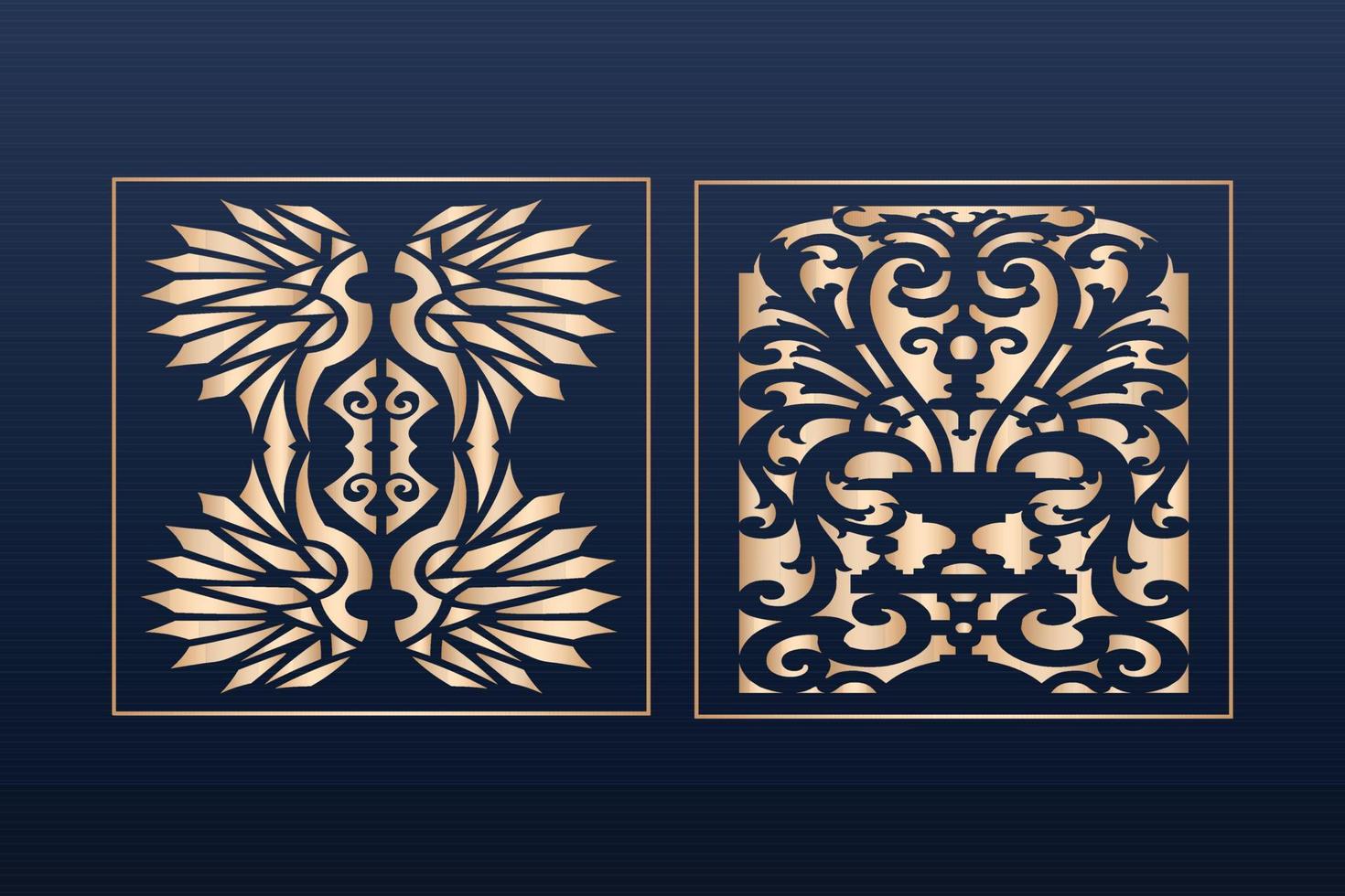 Laser cut ornamental panel templates set decorative lace borders patterns vector decorative elementsborder frame borders pattern islamic pattern files dxf Laser cut panel template cnc files