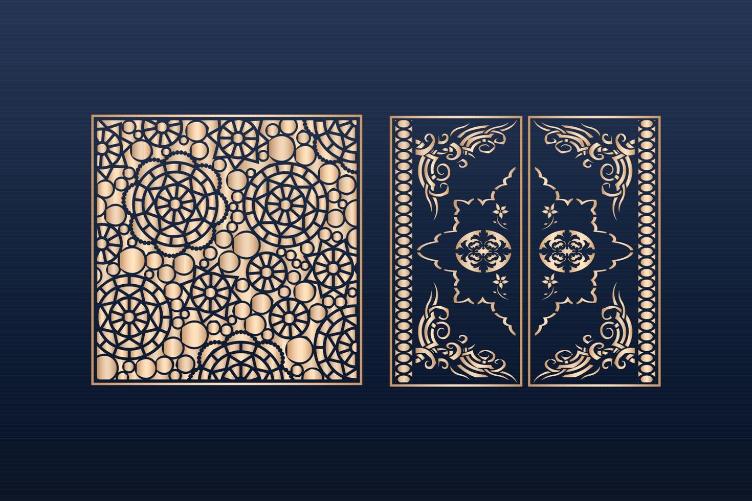 Laser cut ornamental panel templates set decorative lace borders patterns vector decorative elementsborder frame borders pattern islamic pattern files dxf Laser cut panel template cnc files