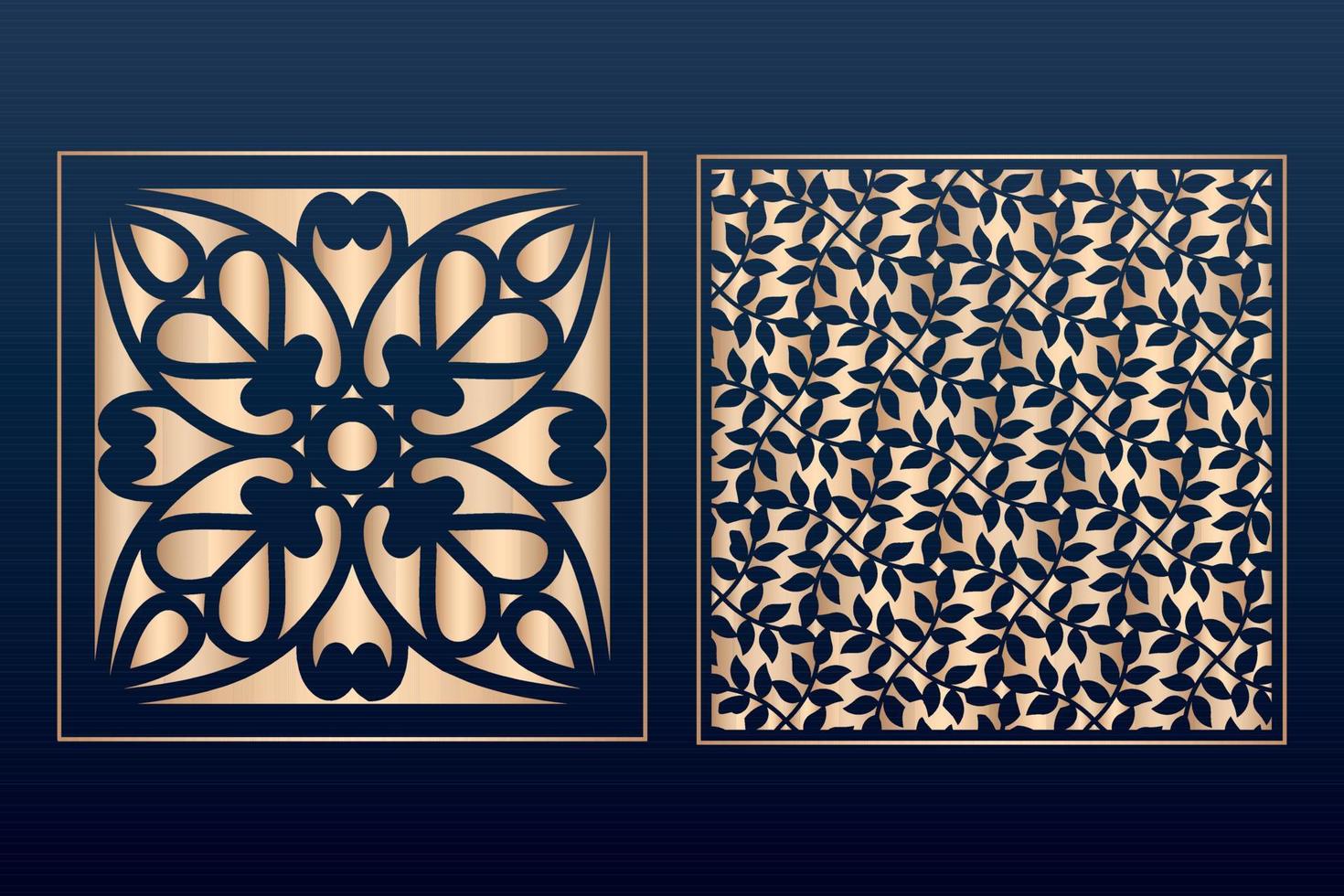 Laser cut ornamental panel templates set decorative lace borders patterns vector decorative elementsborder frame borders pattern islamic pattern files dxf Laser cut panel template cnc files