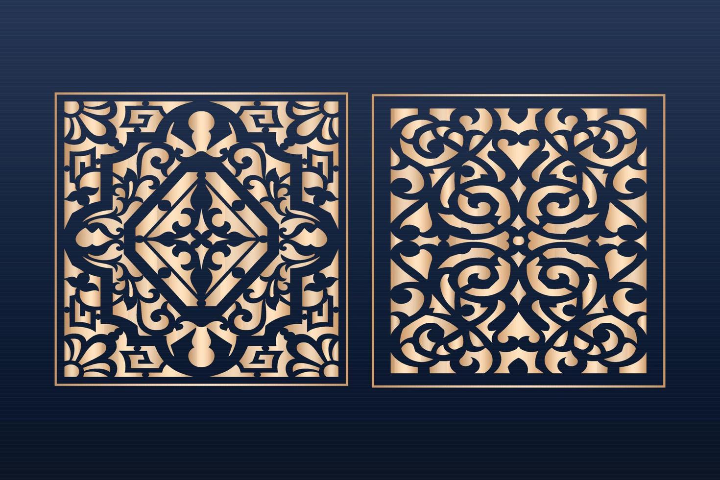 Laser cut ornamental panel templates set decorative lace borders patterns vector decorative elementsborder frame borders pattern islamic pattern files dxf Laser cut panel template cnc files