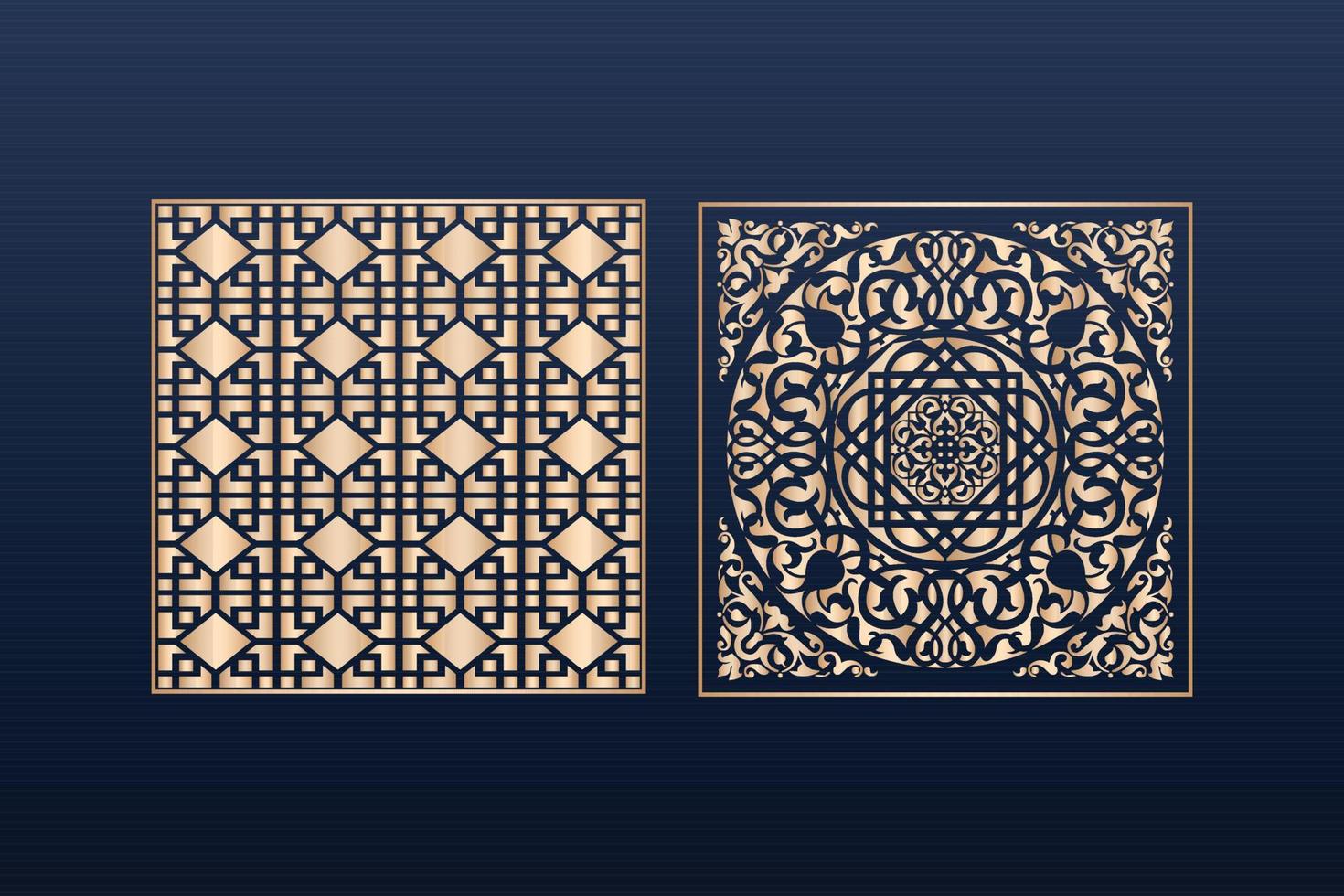 Laser cut ornamental panel templates set decorative lace borders patterns vector decorative elementsborder frame borders pattern islamic pattern files dxf Laser cut panel template cnc files