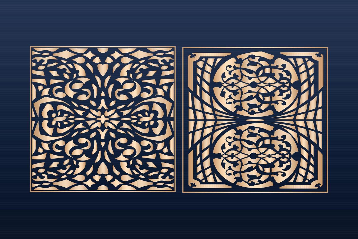 conjunto de plantillas de paneles ornamentales cortados por láser patrones de bordes de encaje decorativos elementos decorativos vectoriales patrón de bordes de marco de borde archivos de patrones islámicos archivos cnc de plantilla de panel de corte láser dxf vector