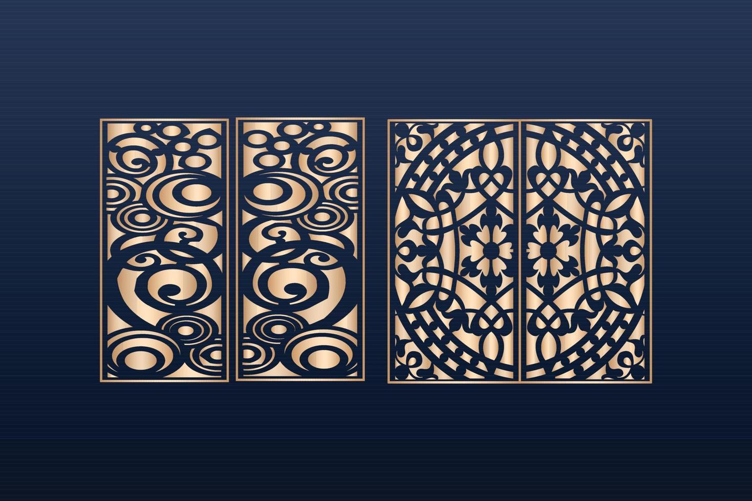 conjunto de plantillas de paneles ornamentales cortados por láser patrones de bordes de encaje decorativos elementos decorativos vectoriales patrón de bordes de marco de borde archivos de patrones islámicos archivos cnc de plantilla de panel de corte láser dxf vector