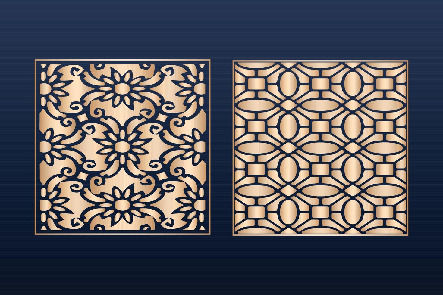 conjunto de plantillas de paneles ornamentales cortados por láser patrones de bordes de encaje decorativos elementos decorativos vectoriales patrón de bordes de marco de borde archivos de patrones islámicos archivos cnc de plantilla de panel de corte láser dxf vector