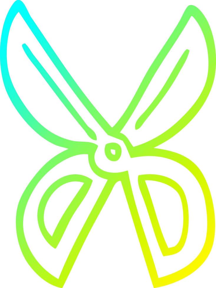 cold gradient line drawing cartoon scissors vector