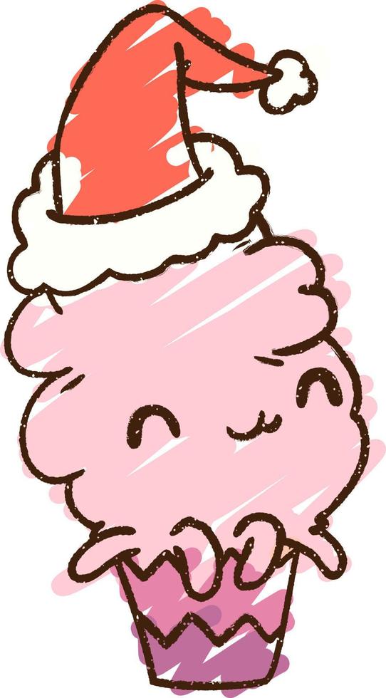 dibujo de tiza de cupcake de navidad vector