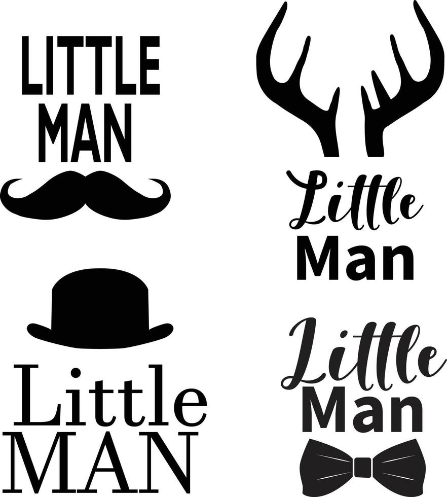 little man on white background. flat style. little man lettering inscription with mustache. little man birthday party sign. vector
