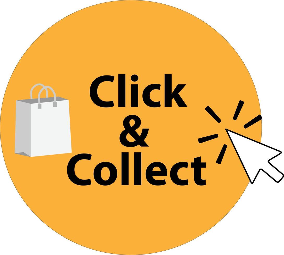 click and collect icon on white background. click and collect with computer mouse pointer. click and collect sign. flat style. vector