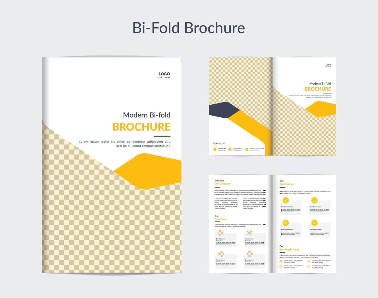Corporate modern business bifold brochure with modern shape design template vector