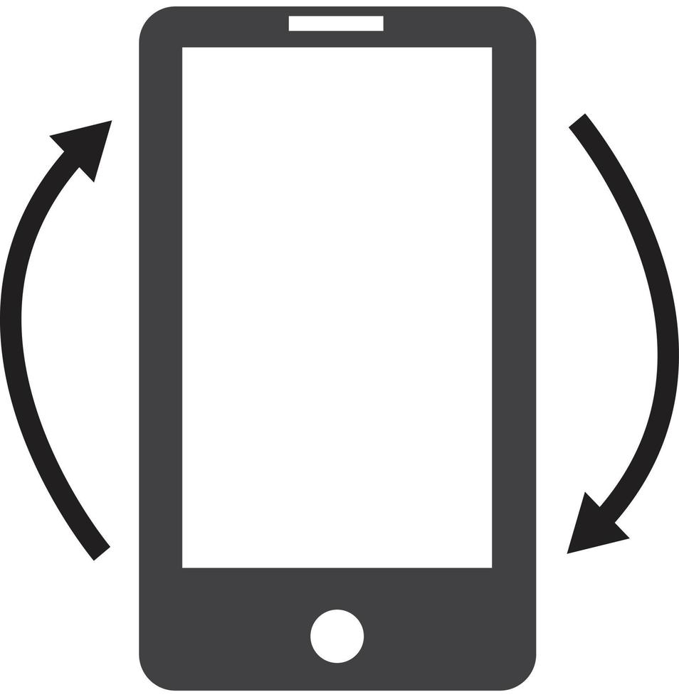 icono de rotación del teléfono sobre fondo blanco. estilo plano símbolo de rotación del teléfono negro. vector