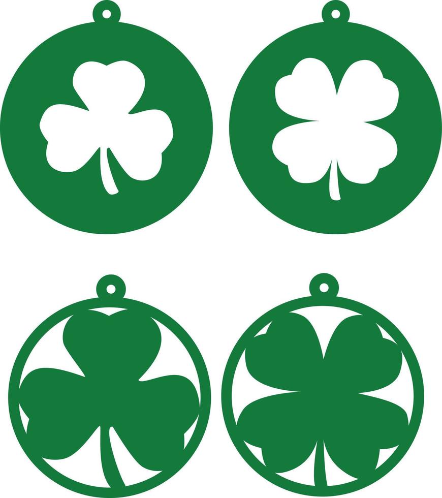 día de San Patricio. plantilla de pendiente circular. símbolo de pendientes de trébol. vector