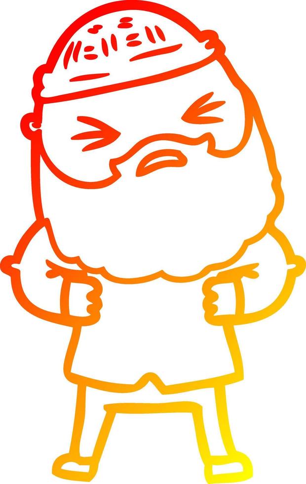 warm gradient line drawing cartoon man with beard vector