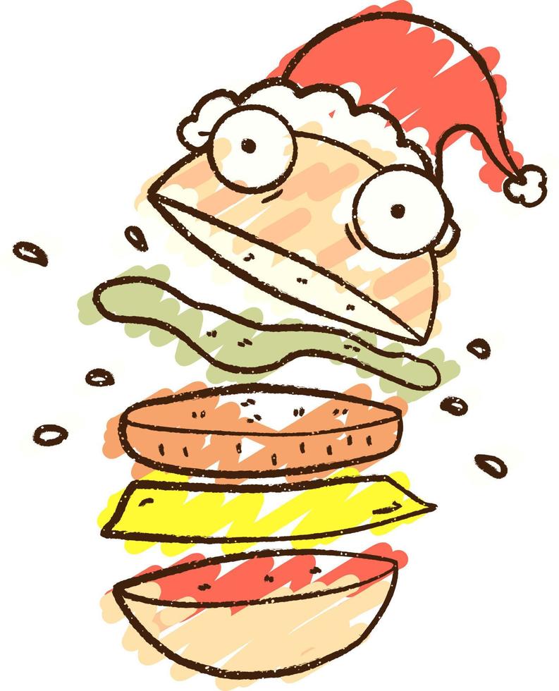 dibujo de tiza de hamburguesa navideña vector