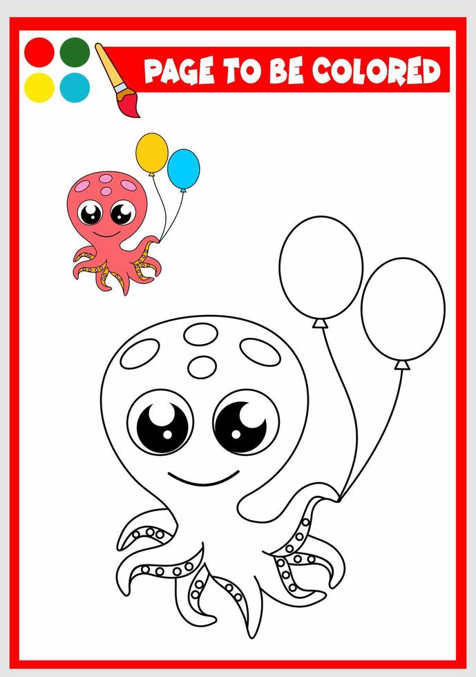 coloring book for kids. octopus vector