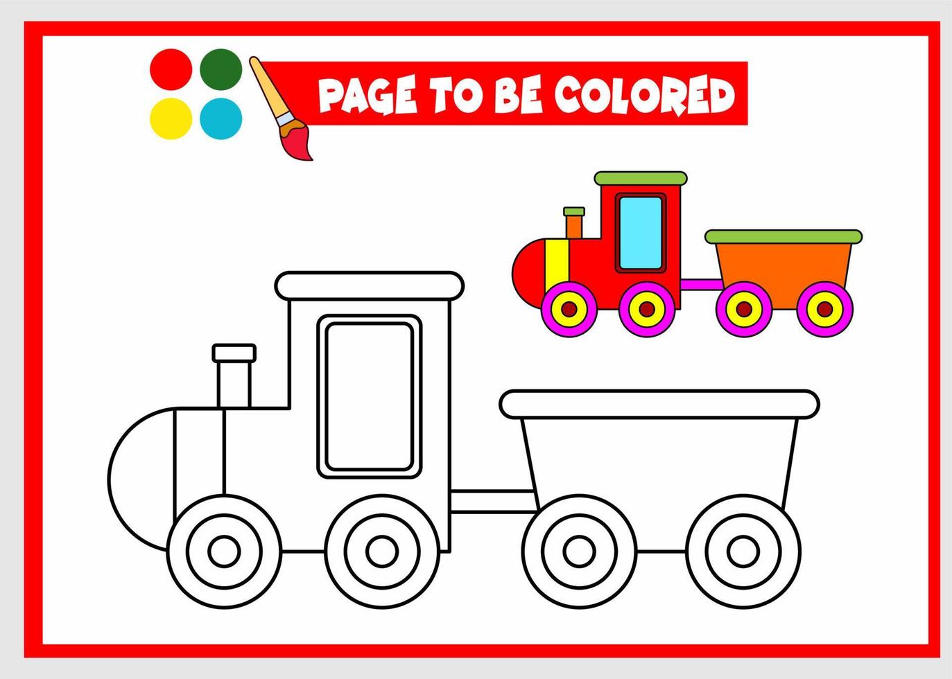 libro para colorear para niños. tren vector